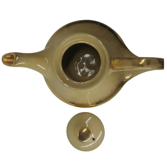 Vintage Pearl Ceramic Tea  Set, Yellow, Gilded 22k Carat Accents, 3 Piece Set - Picture 6 of 16